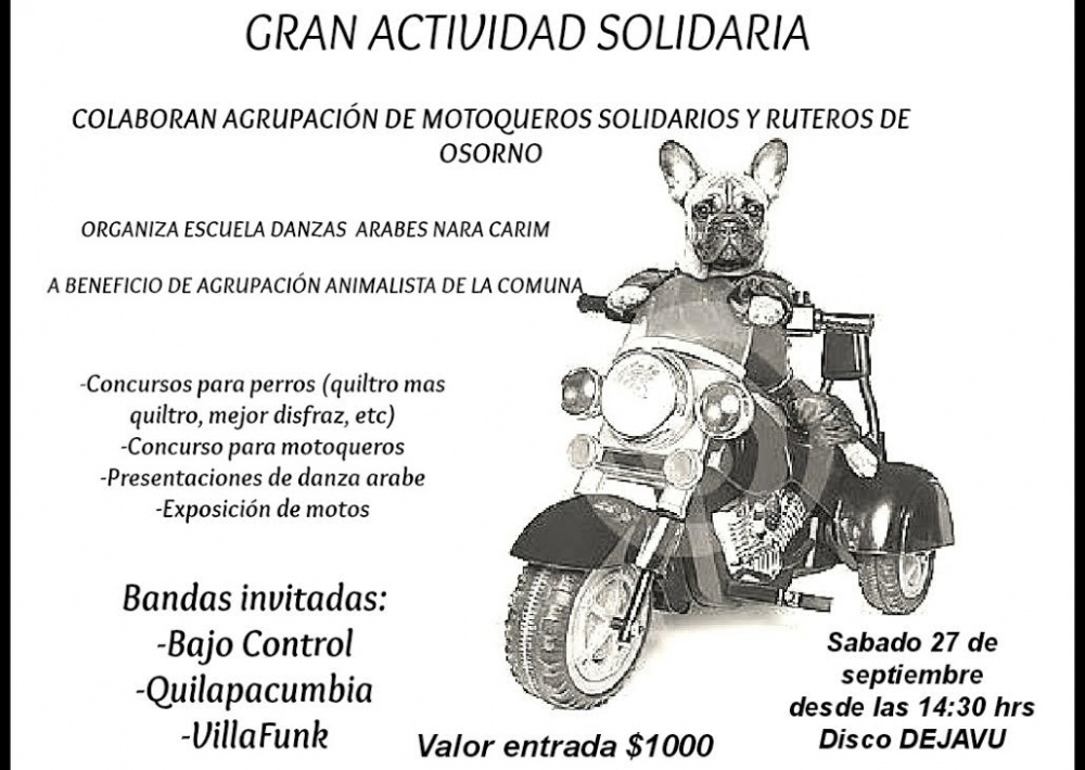 Motoqueros solidarios llegan este sábado a Paillaco a apoyar a la Agrupación SOS Huellas