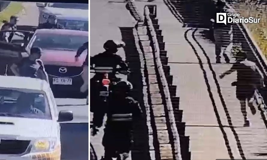 Evitaba ser detenido: video registra huida de sujeto que se lanza desde puente Calle Calle