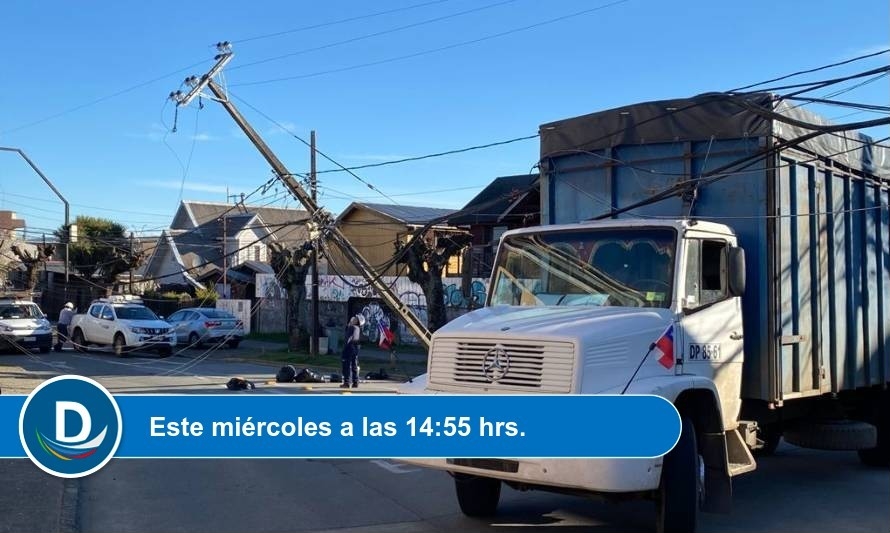 Camión arrastró tendido eléctrico en sector céntrico de Valdivia