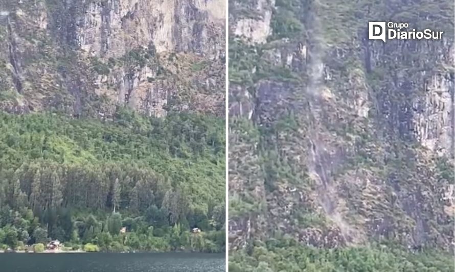 Video muestra momento en que se produjo desprendimiento de rocas en cerro de Llifén