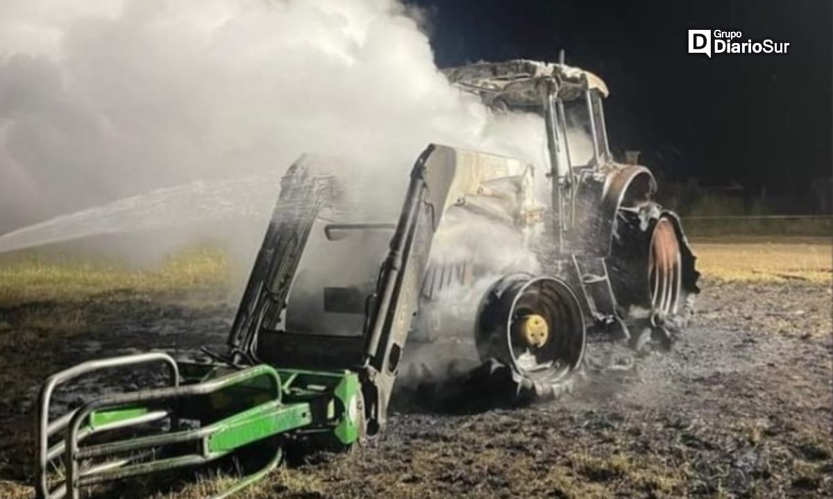 Investigan incendio de maquinaria agrícola en Los Lagos